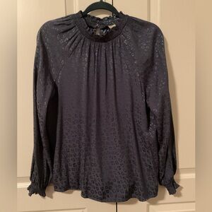 Loft Blue Long sleeve leopard print top Medium
